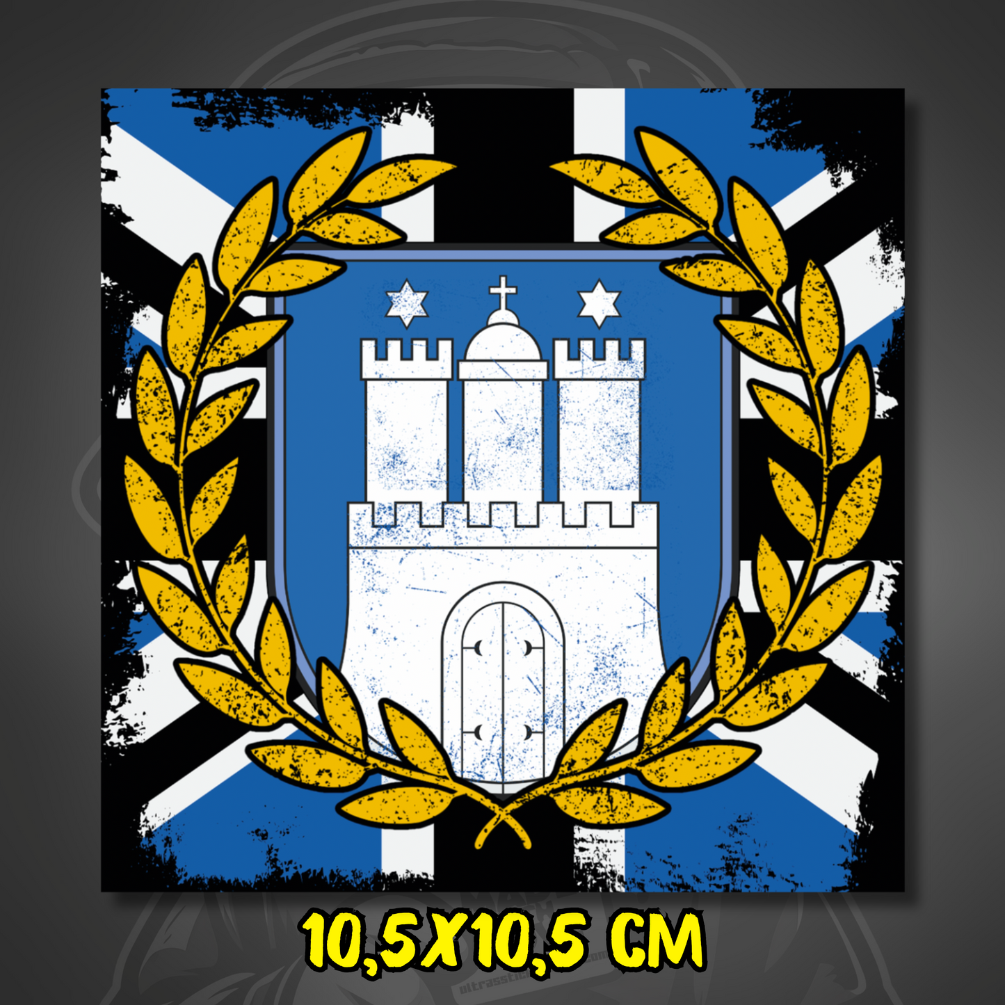 Hamburg Wappen Aufkleber ultras-inspirierter Fan Sticker 10,5x10,5cm wetterfest