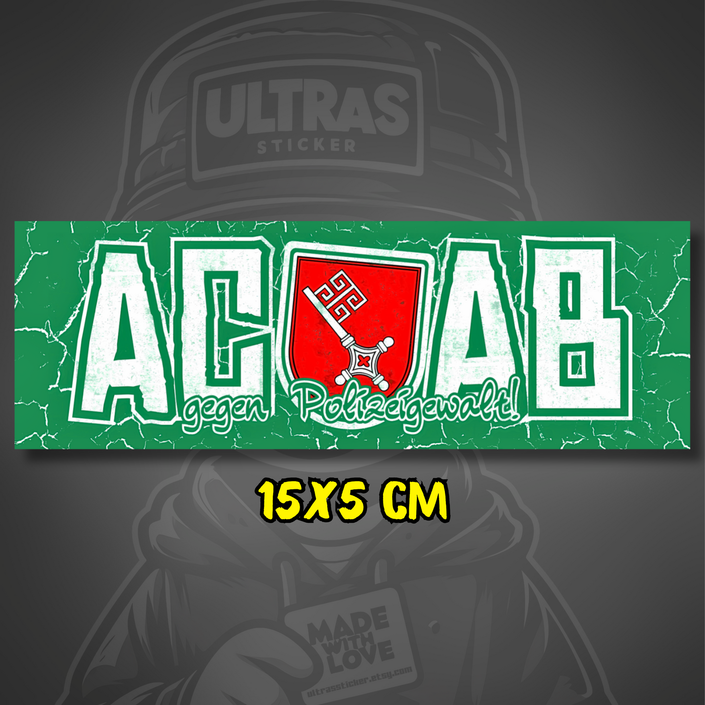Bremen Aufkleber ACAB ultras-inspirierter Fan-Sticker 15x5 cm wetterfest