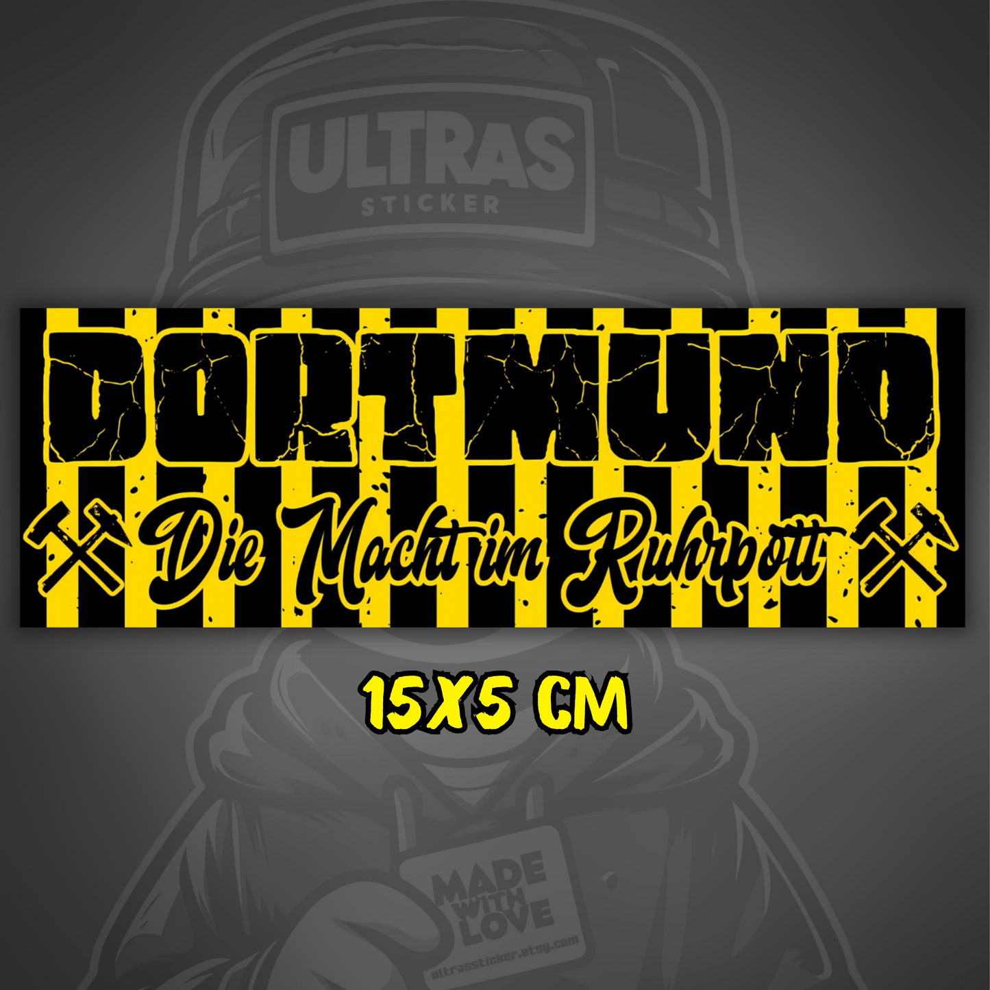 Dortmund Aufkleber Die Macht aus dem Ruhrpott ultras-inspirierter Fan-Sticker wetterfest