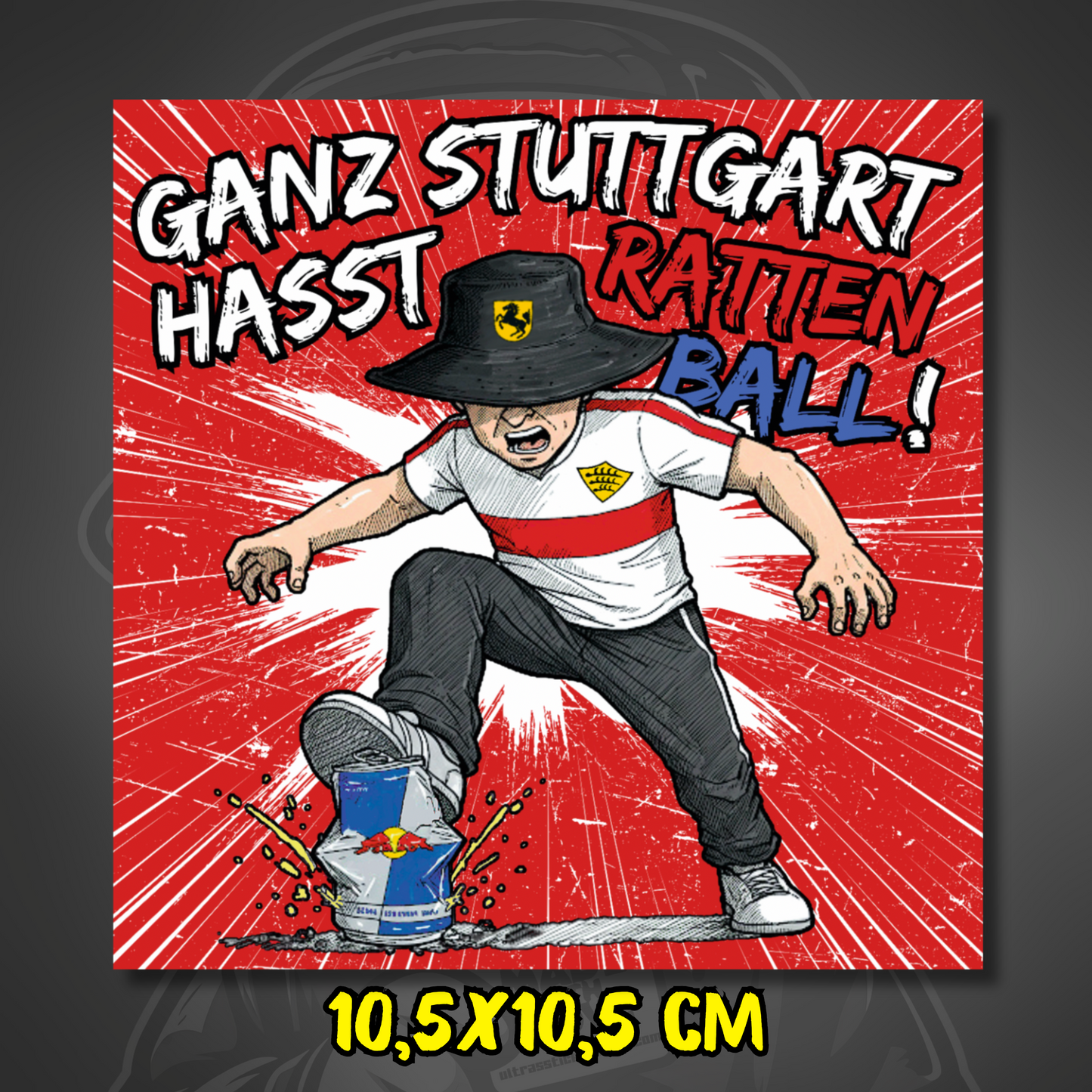 Stuttgart Aufkleber Ganz Stuttgart hasst Rattenball ultras-inspirierter Fan-Sticker wetterfest