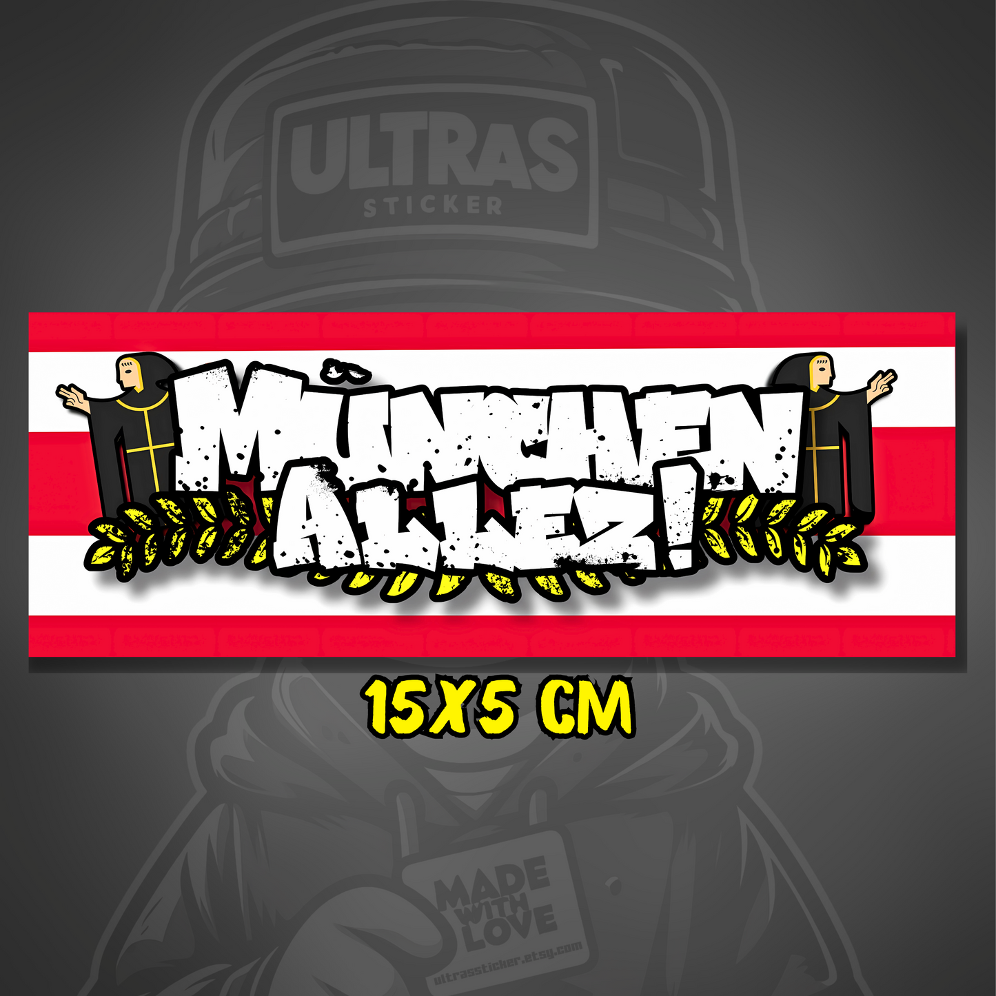 München Aufkleber Allez! ultras-inspirierter Fan-Sticker 15x5cm wetterfest
