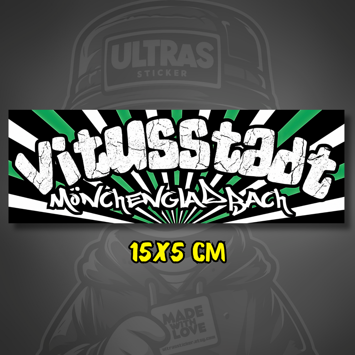 Mönchengladbach Vitusstadt Aufkleber ultras-inspirierter Fan Sticker wetterfest