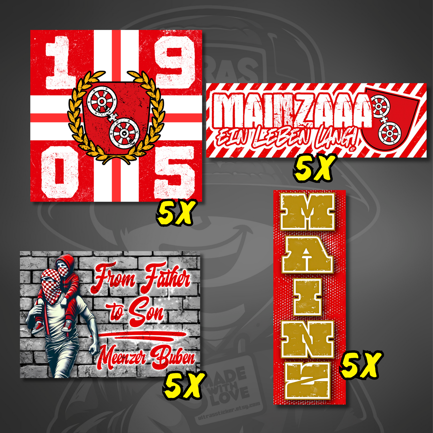 Mainz Aufkleber Set ultras-inspirierte Fan Sticker wetterfest