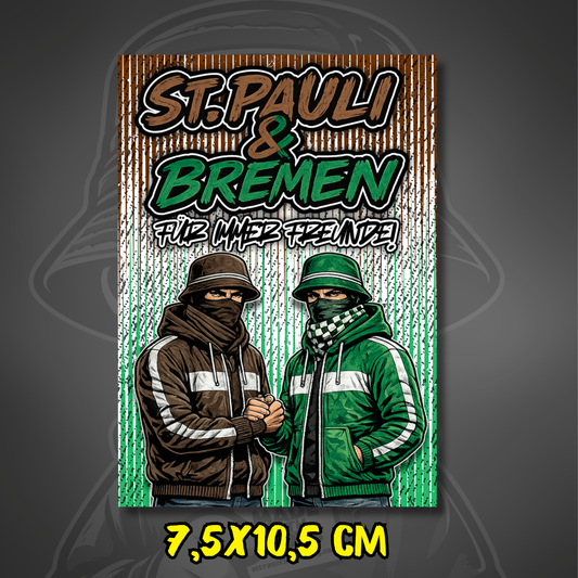 Freundschaftsaufkleber Sankt Pauli & Bremen im Ultras Stil