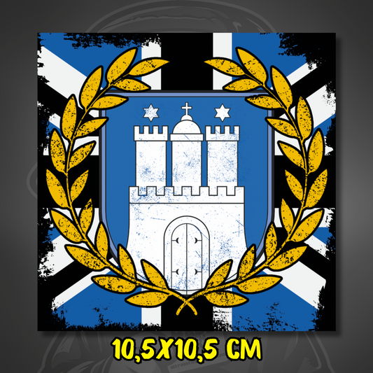 Hamburg Wappen Aufkleber ultras-inspirierter Fan Sticker 10,5x10,5cm wetterfest
