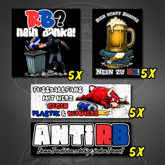 Anti RB Aufkleber-Set ultras-inspirierte Fan-Sticker wetterfest 4 Motive