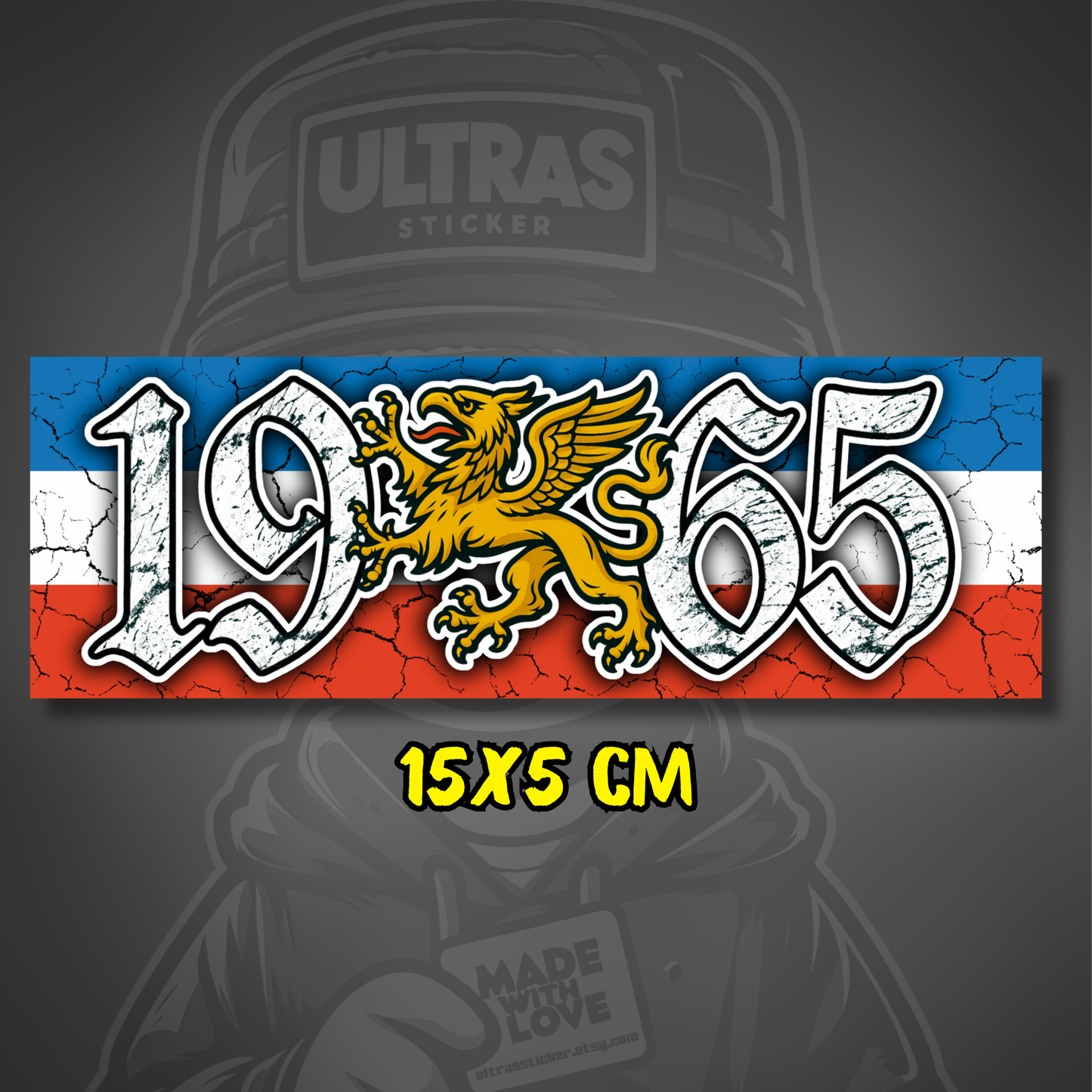 Rostock Aufkleber 1965 ultras-inspirierter Fan-Sticker 15x5cm wetterfest