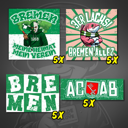 Bremen Aufkleber Set ultras-inspirierter Fan-Sticker 4er Motiv wetterfest