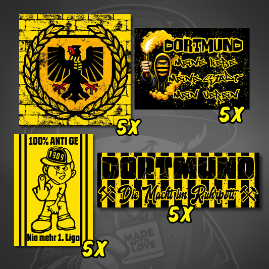Dortmund Aufkleber Set ultras-inspirierter Fan-Sticker wetterfest