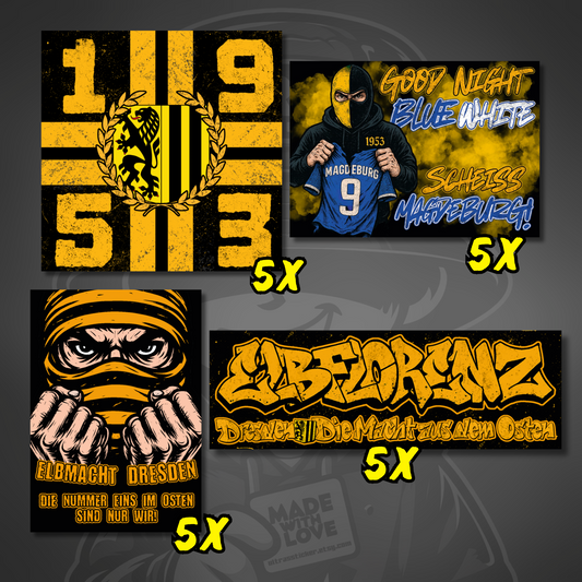 Dresden Aufkleber Set ultras-inspirierte Fan-Sticker wetterfest