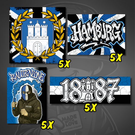Hamburg Aufkleber Set ultras-inspirierter Fan Sticker wetterfest