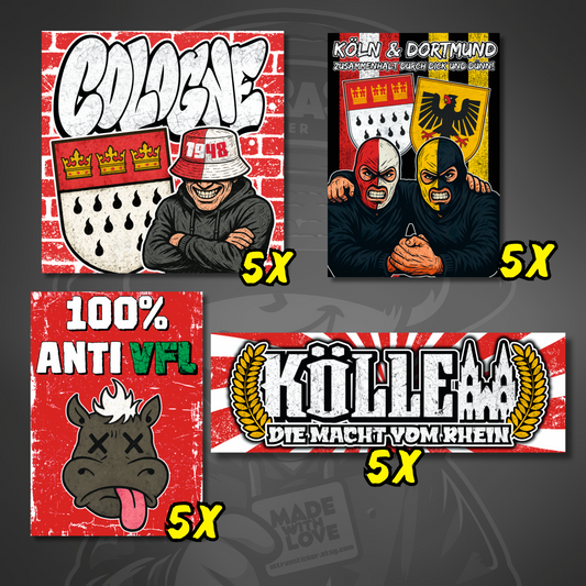 Köln Aufkleber Set ultras-inspirierte Fan-Sticker wetterfest
