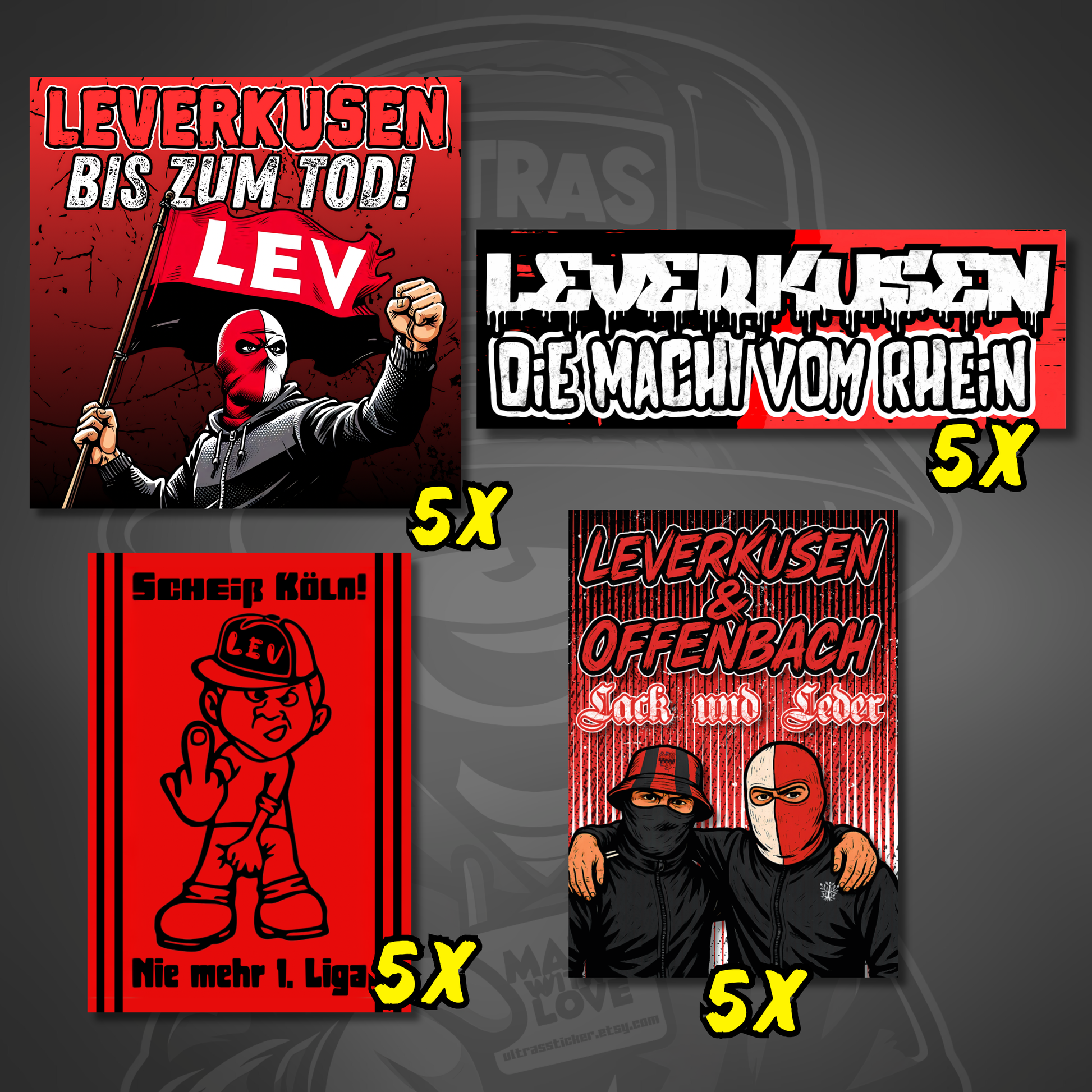 Leverkusen Aufkleber Set ultras-inspirierte Fan Sticker wetterfest