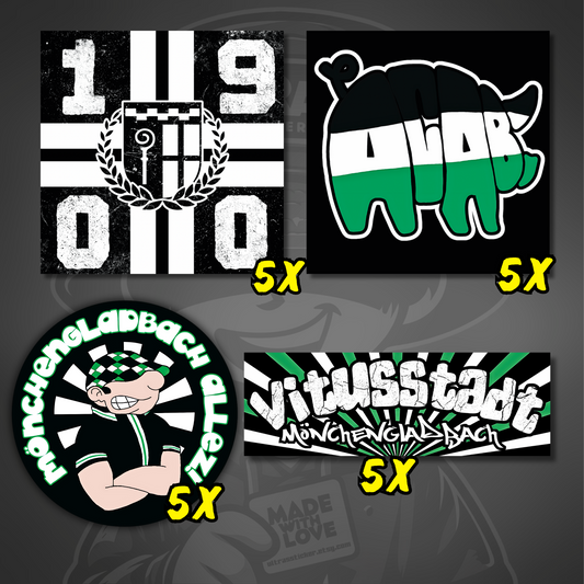 Mönchengladbach Aufkleber Set ultras-inspirierter Fan Sticker wetterfest