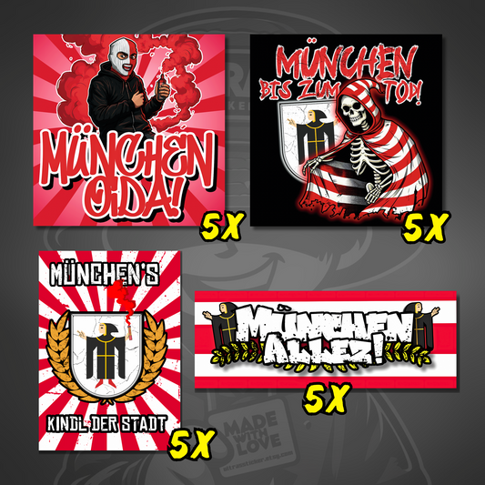 München Aufkleber Set ultras-inspirierter Fan Sticker wetterfest